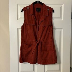 Sanctuary Anthropologie Terracotta Utility Drawstring Vest 100% Tencel size M